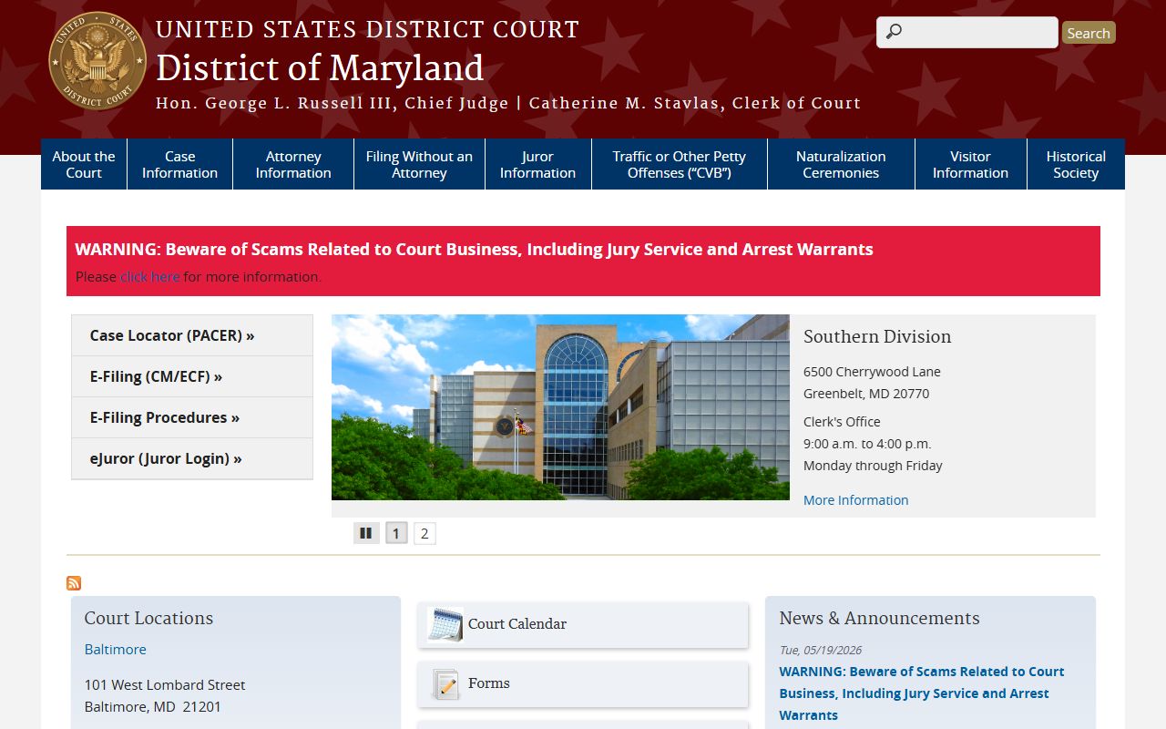 Baltimore City arrest records federal district court charges source