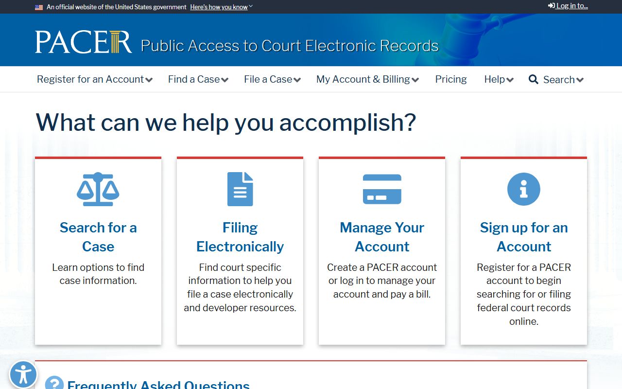 Baltimore City court dockets PACER federal case access